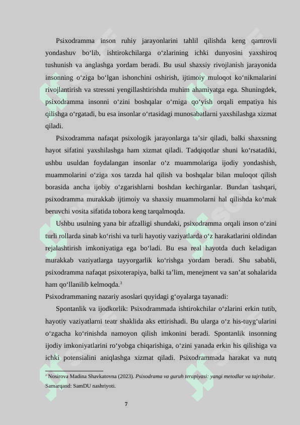 PSIXODRAMMA  KURS ISHI 7