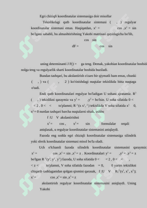 Egri chiziqli koordinatalar sistemasi. Riman metrikasi 4