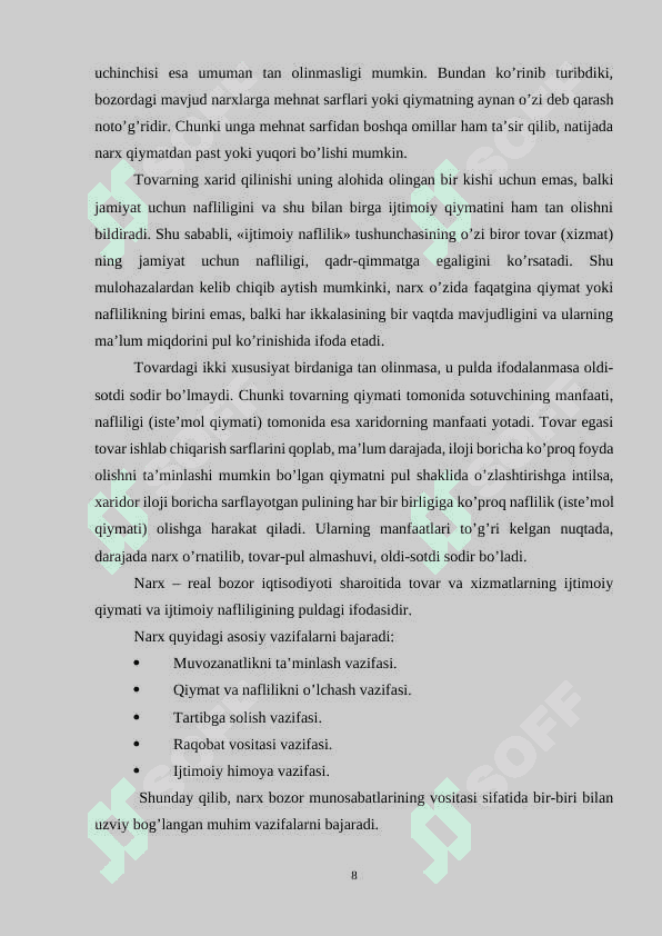 Bozorni boshqarishda narxning ahamiyati (kurs ishi) 1