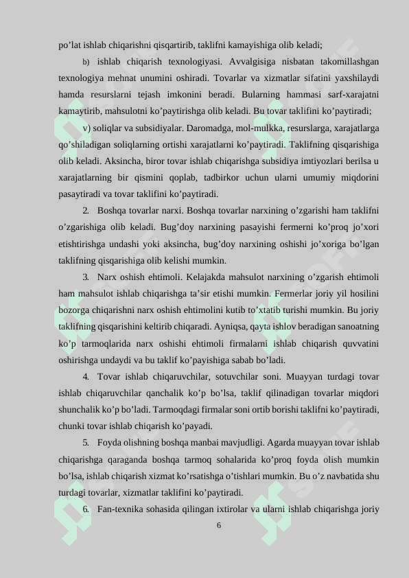 Taklif tushunchasi va taklif miqdoriga ta'sir etuvchi omillar (kurs ishi) 6