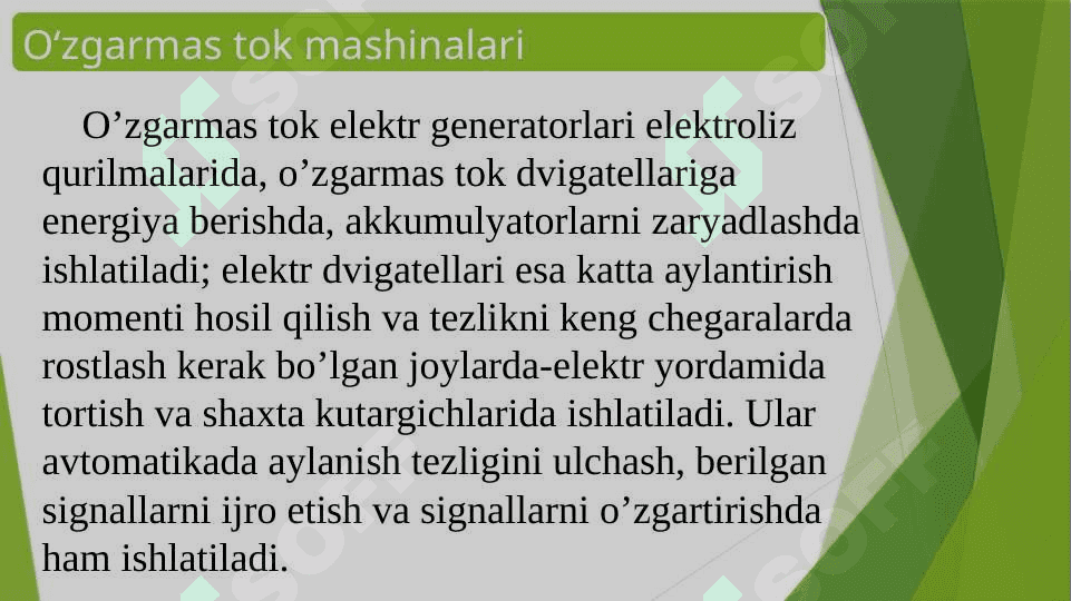 O‘zgarmas tok elektr mashinalari. 5