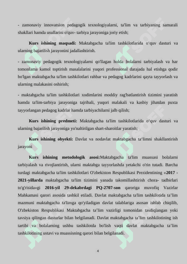 O‘quv dasturi va ularning bajarilish jarayoni 4