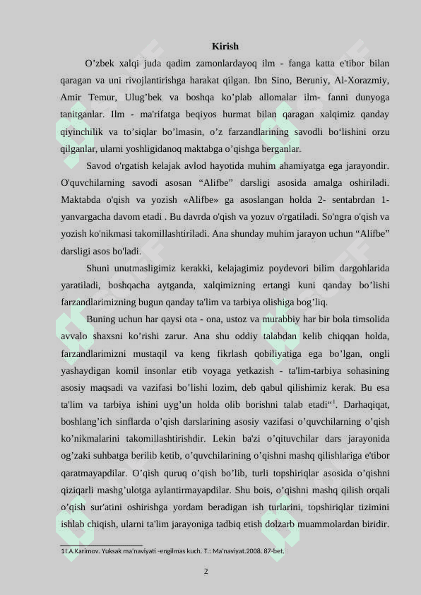 Savod o’rgatish darslarida tovush ustida ishlash bo’yicha mashqlar ishlab chiqish 2