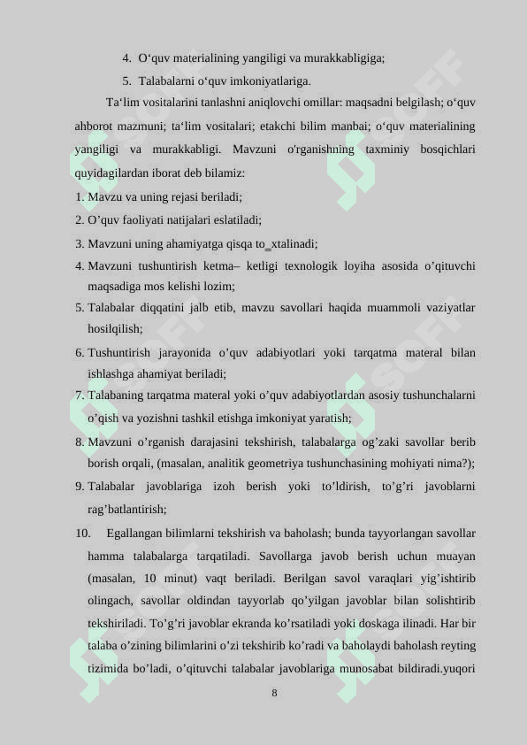 Maktabda matematikani o’qitishning inovatsion muhitini shakllantirish 8