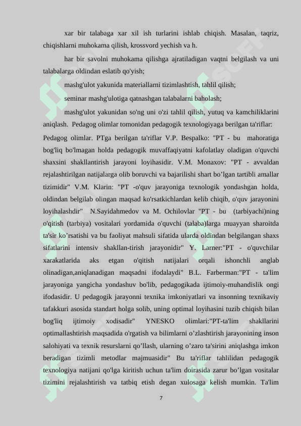 Seminar mashg'ulotlarini tashkil etishda interfaol ta'lim metodlaridan foydalanishning afzalliklari 7