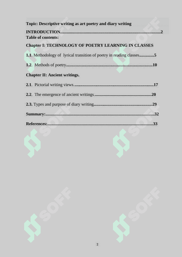 Descriptive writing as art poetry and diary writing course work 2
