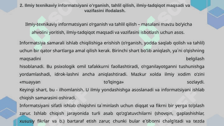 Ilmiy-texnikaviy adabiyotlarni tahlil qilish usullari 8