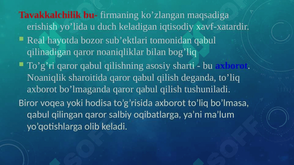 bozor va tavakkalchilik 2