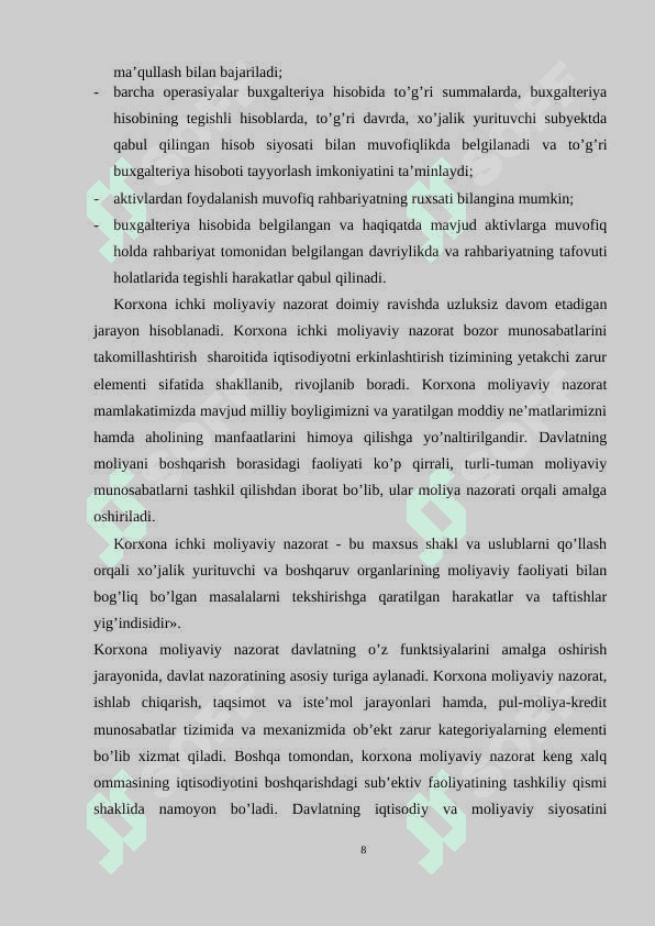 Korxonalarda ichki moliyaviy nazoratni tashkil etish 8
