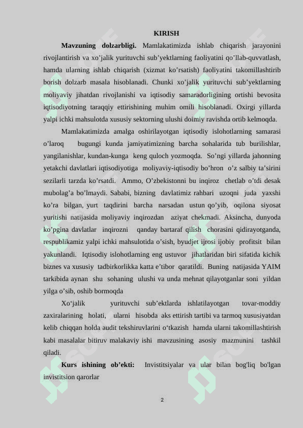 O’ZBEKISTON RESPUBLIKASI INVISTITIYA SIYOSATI 2