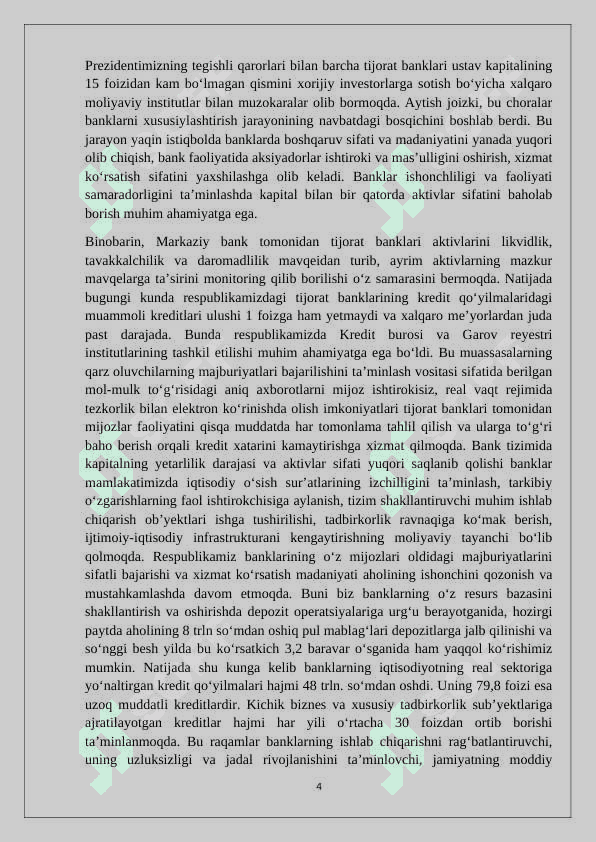 Bank tizimi – moliya tizimining asosiy tarkibiy qismi sifatida 4