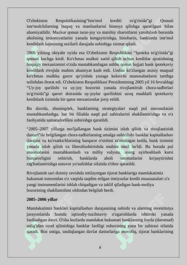 Bank tizimi – moliya tizimining asosiy tarkibiy qismi sifatida 8
