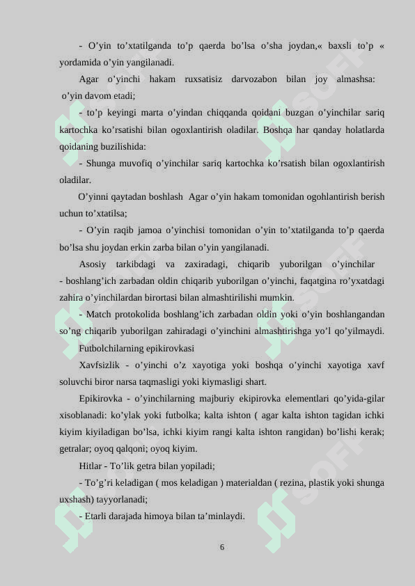 Futbol o'yini jarayonida pedagogik kuzatuv o'tkazish 6