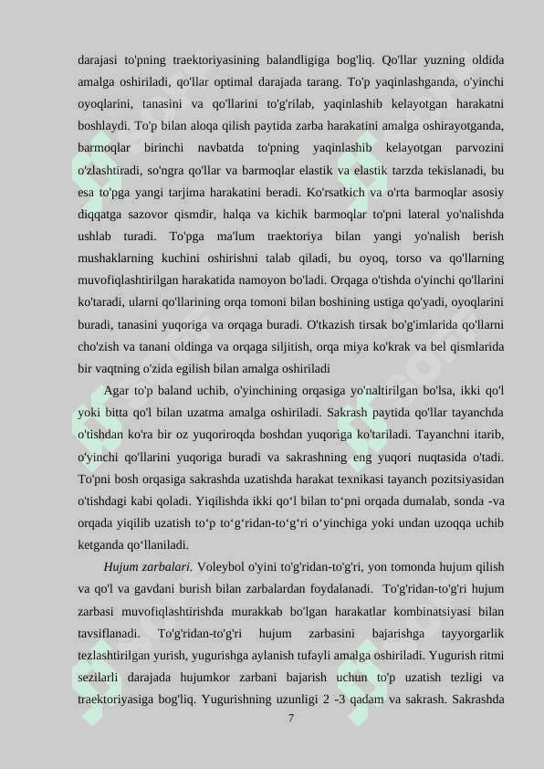 VOLEYBOL O'YININI O'RGATISHDA TEXNIK TAYYORGARLIGINI OSHIRUVCHI MASHQLAR 7