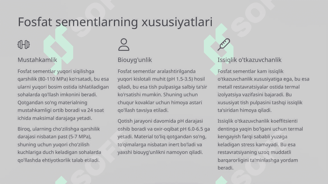 Sement asosli plomba ashyolar. Tarkibi, xususiyatlari. 5