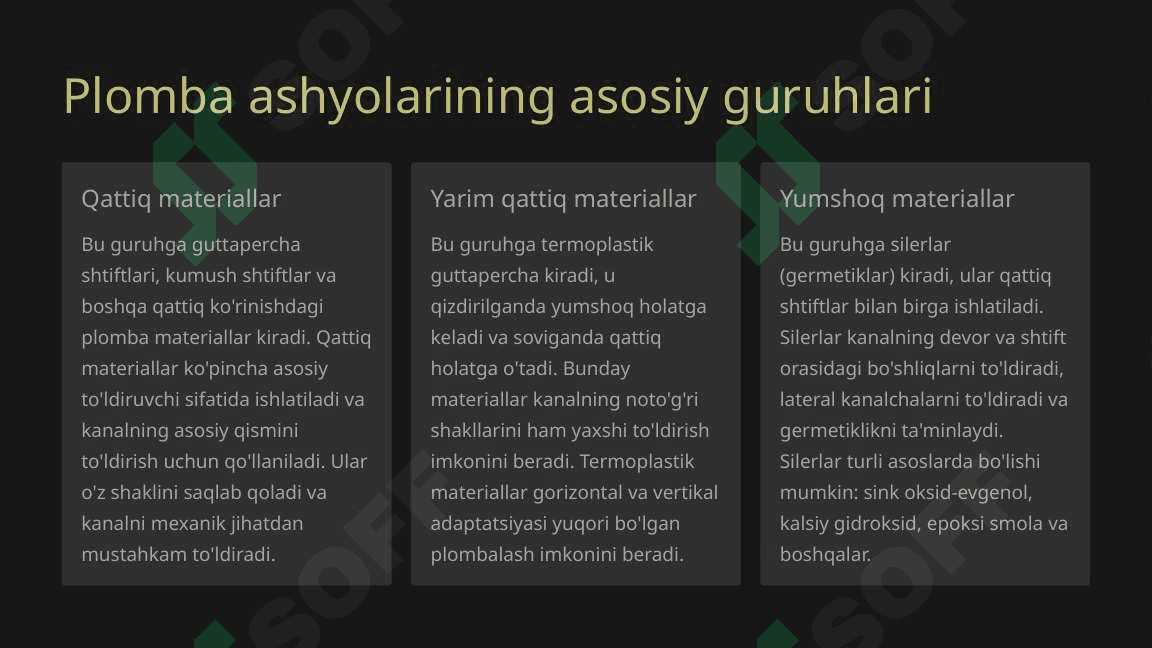 Kanalni plombalashda qo‘llaniluvchi plomba ashyolari. 4