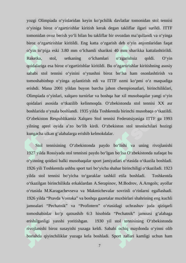 STOL TENNISINING TARAQQIYOT YO’LI VA ISTIQBOLLARI 7