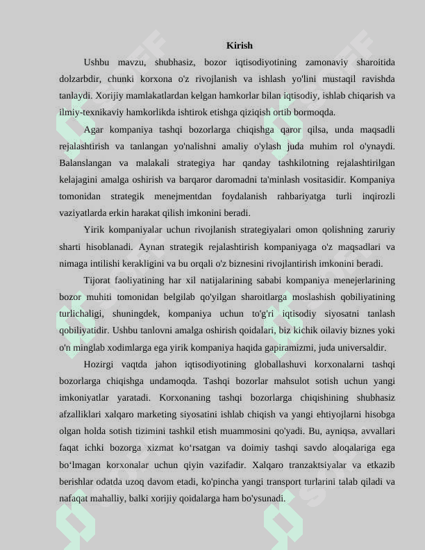 TASHKILOT VA KOMPANIYALARING TASHQI IQTISODIY FAOLIYATINI STRATEGIK REJALASHTIRISH 2