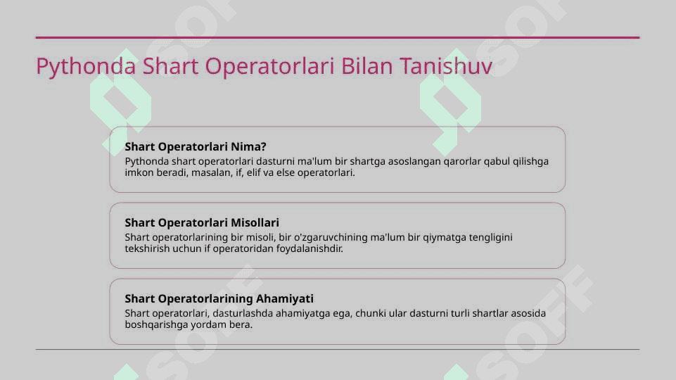 Pythonda shart operatorlari 2