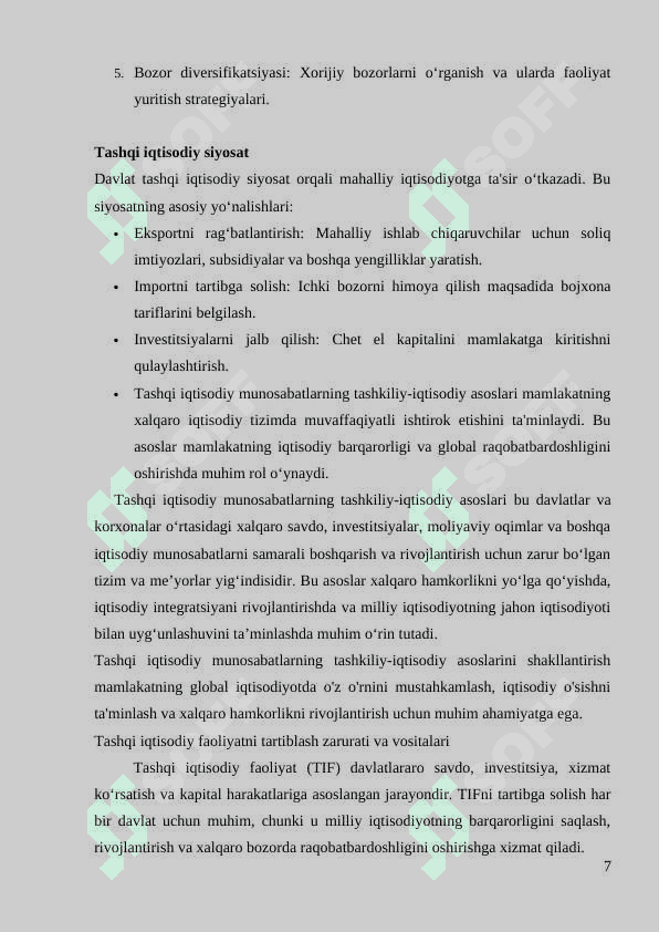 KORXONANING TASHQI IQTISODIY FAOLIYATI STRATEGIYASI 7