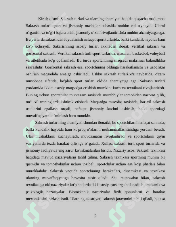 Sakrash turlari texnikasini o'rgatish metodikasi 2