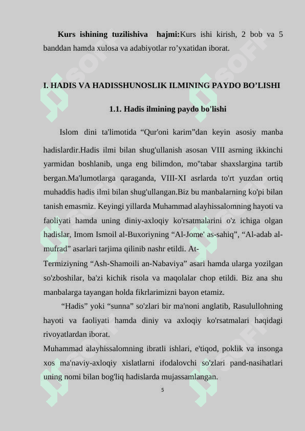 Hadis ilmining paydo bo'lishi Al-Buxoriy, At-Termiziy asarlari 5