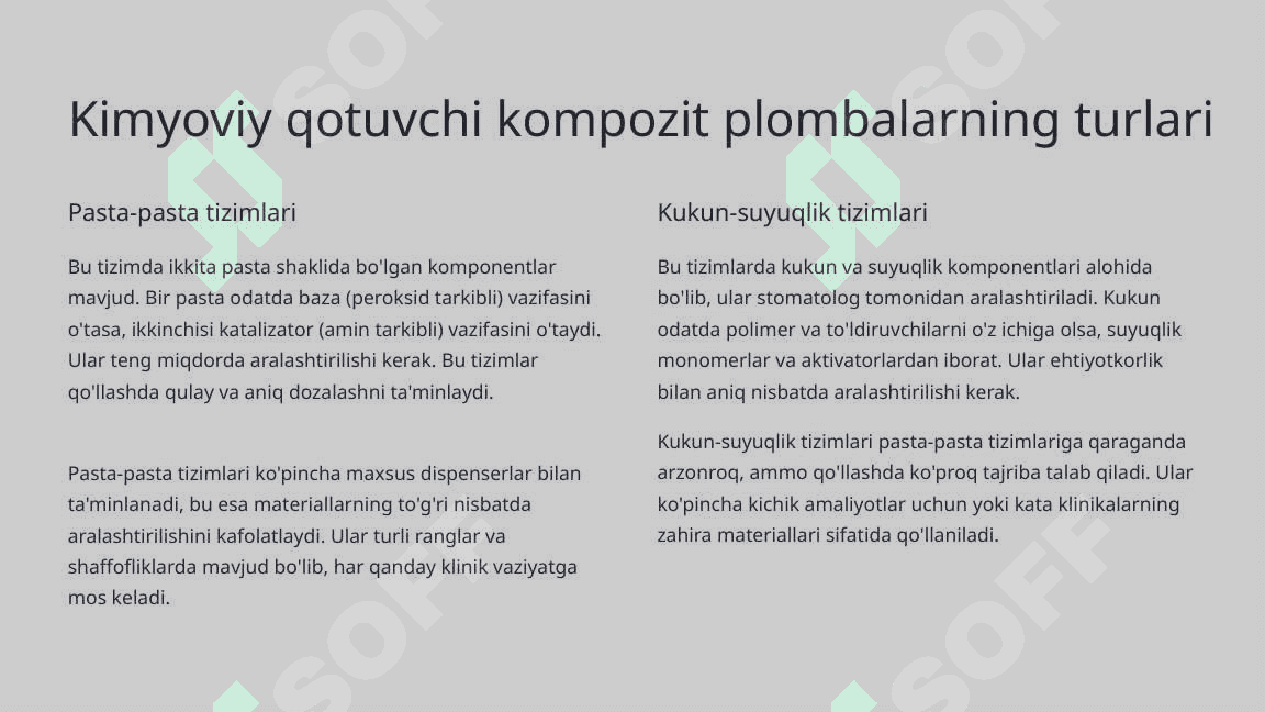 Kimyoviy qotuvchi kompozit plombalar. 6