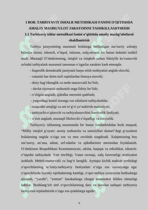 TARBIYAVIY ISHALR METODIKASI FANINI O‘QITISHDA AMALIY MASHG‘ULOT JARAYOINNI TASHKILLASHTIRISH 4