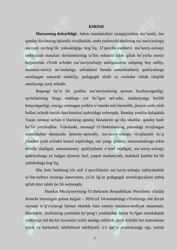 TARBIYAVIY TADBIRLAR VOSITASIDA BOSHLANG’ICH SINF O’QUVCHILARIGA MA’NAVIY-AXLOQIY TARBIYA BERISH-NING PEDAGOGIK AHAMIYATI 2