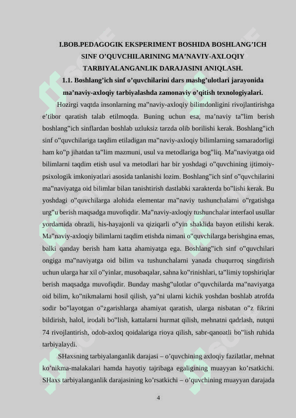 TARBIYAVIY TADBIRLAR VOSITASIDA BOSHLANG’ICH SINF O’QUVCHILARIGA MA’NAVIY-AXLOQIY TARBIYA BERISH-NING PEDAGOGIK AHAMIYATI 4