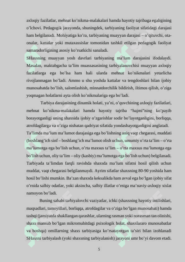 TARBIYAVIY TADBIRLAR VOSITASIDA BOSHLANG’ICH SINF O’QUVCHILARIGA MA’NAVIY-AXLOQIY TARBIYA BERISH-NING PEDAGOGIK AHAMIYATI 5