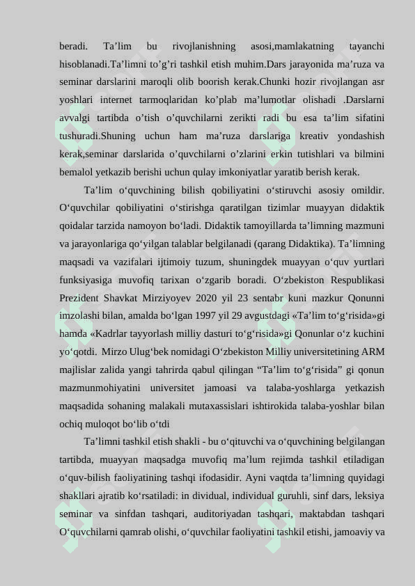 Ta‘limni tashkil etish shakllari va turlari 6