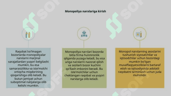 Raqobatlashmagan bozor sharoitida monopol narx belgilash va bozor hokimiyati 3