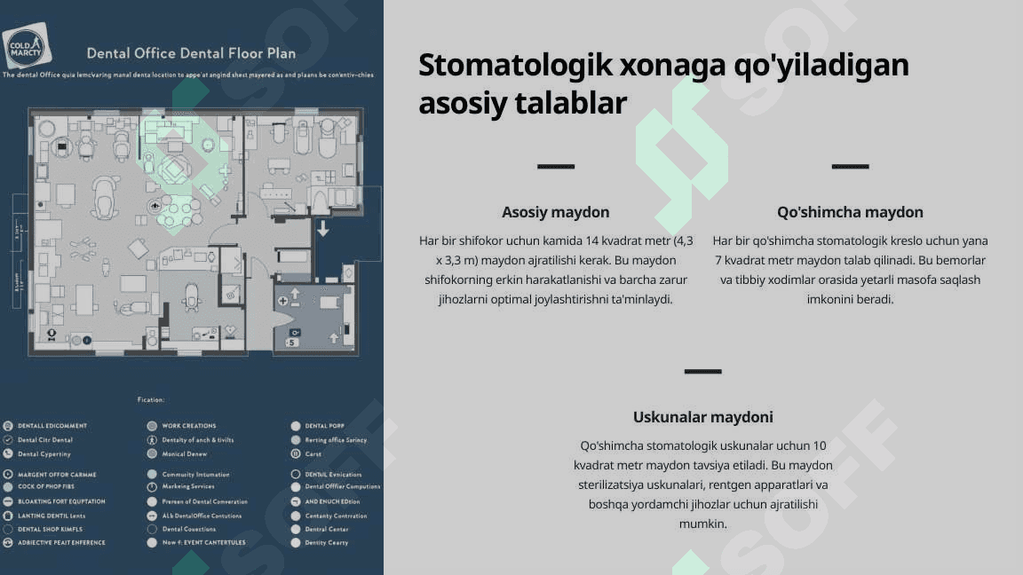 Zamonaviy stomatologik xonani jihozlanishi. Talablar. 3