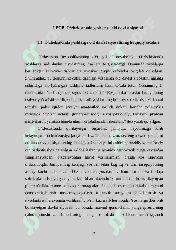 Yoshlarga oid davlat siyosatining izchil va samarali tashkil etish 7
