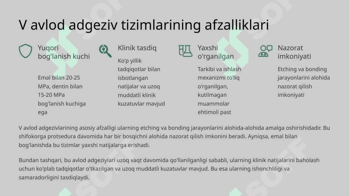 Kompozitlarning V,VI,VII avlod adgeziv tizimlari asoslari. 6