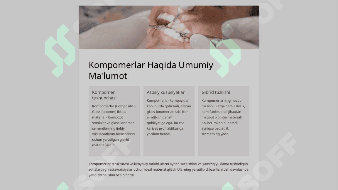 Kompomer va ormoker plomba ashyolari. Tarkibi, xususiyatlari. 3