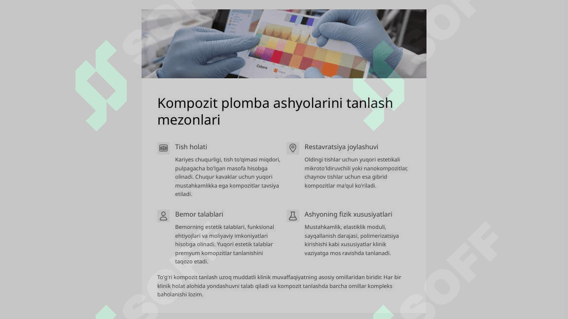 Kompozit plomba ashyolari bilan ishlashning amaliy jihatlari. 6