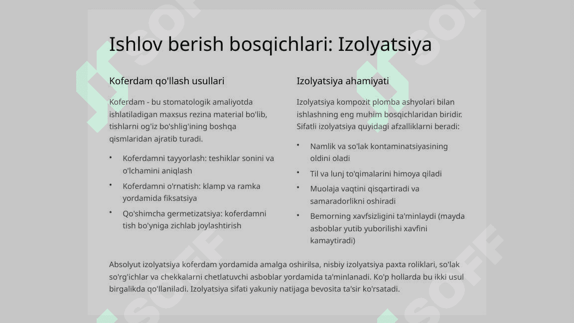 Kompozit plomba ashyolari bilan ishlashning amaliy jihatlari. 8