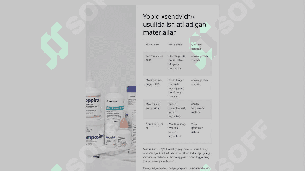Plombalashning «Sendvich» usullari. Yopiq va ochiq usul. 8