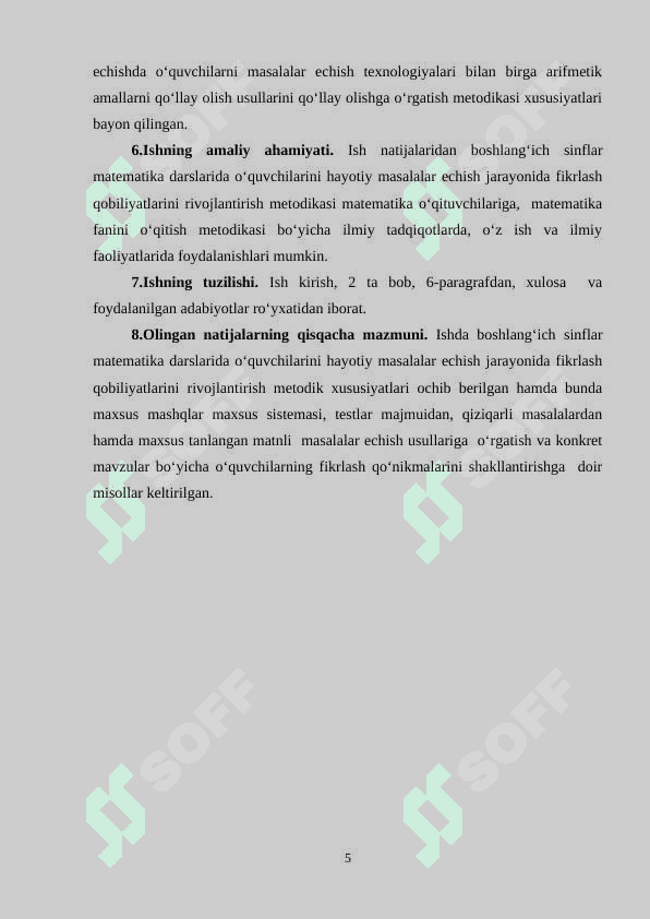 3-sinf matemtika darlsarida o’quvchilarning fikrlash qobiliyatlarini o’stirish. 5