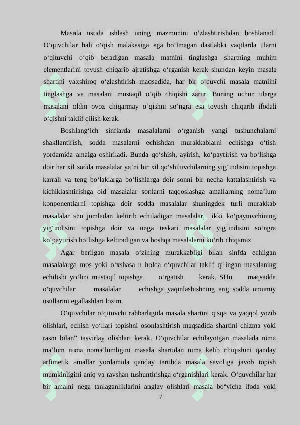3-sinf matemtika darlsarida o’quvchilarning fikrlash qobiliyatlarini o’stirish. 7