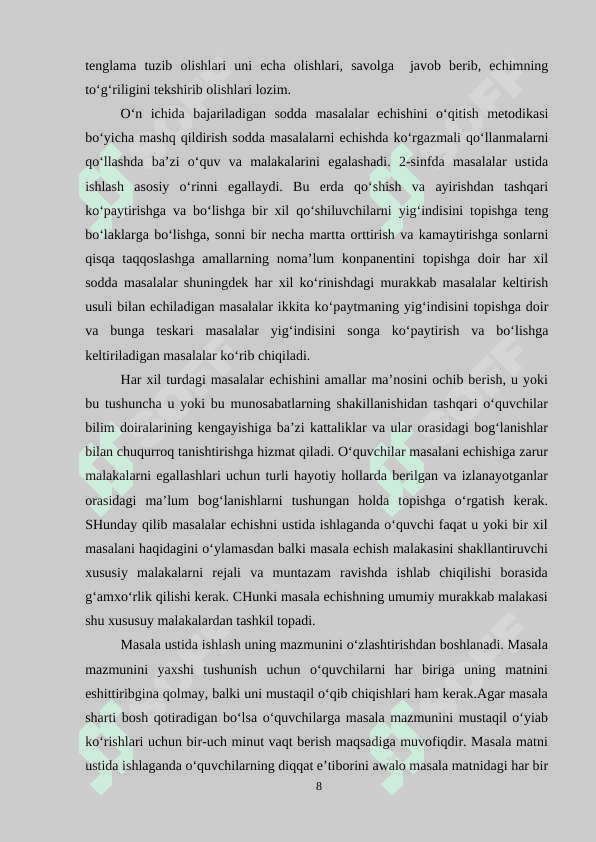 3-sinf matemtika darlsarida o’quvchilarning fikrlash qobiliyatlarini o’stirish. 8