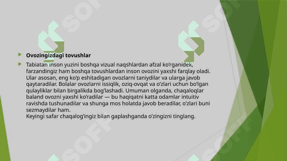 Bola rivojlanish bosqichlari : Eshitish va tovush chiqarish 3