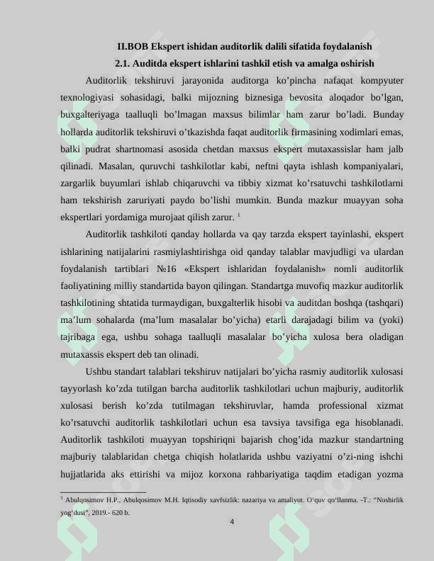 Auditda  ekspert ishlaridan foydalanish 4