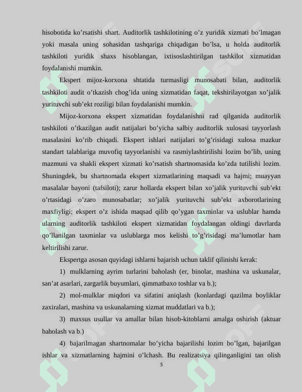 Auditda  ekspert ishlaridan foydalanish 5