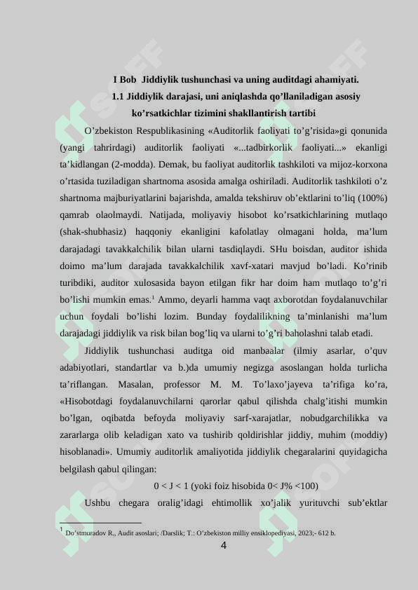 Auditda jiddiylik darajasini aniqlash va qo'llash tartibi 4