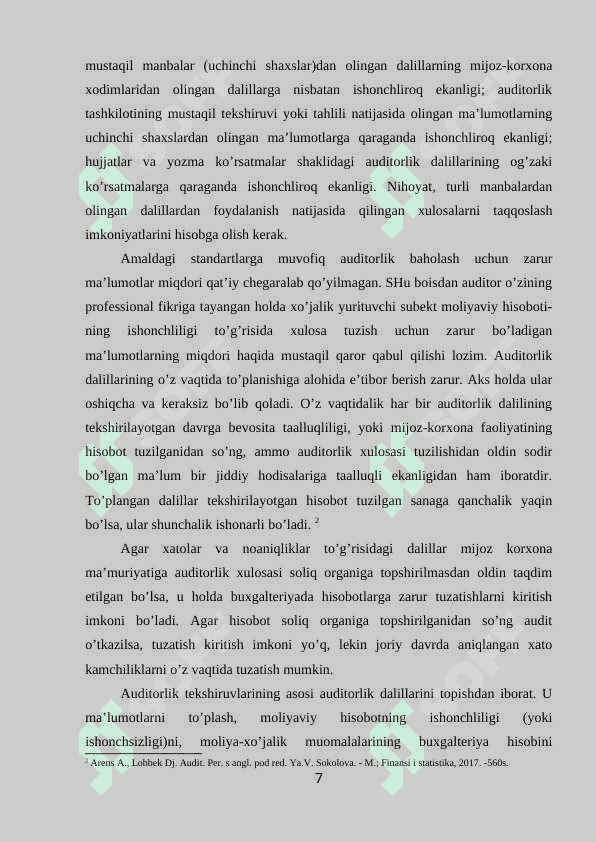 AUDITORLIK DALILLAR VA ULARNI OLISH USLLARI 7