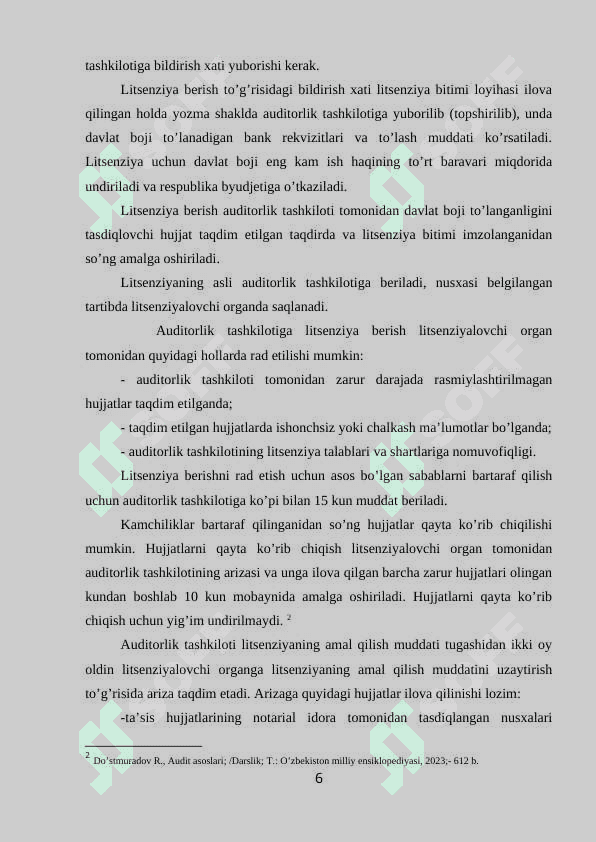 Auditorlik kasbiga malakaviy talablar va auditorlik faoliyatini litsenziyalash 6