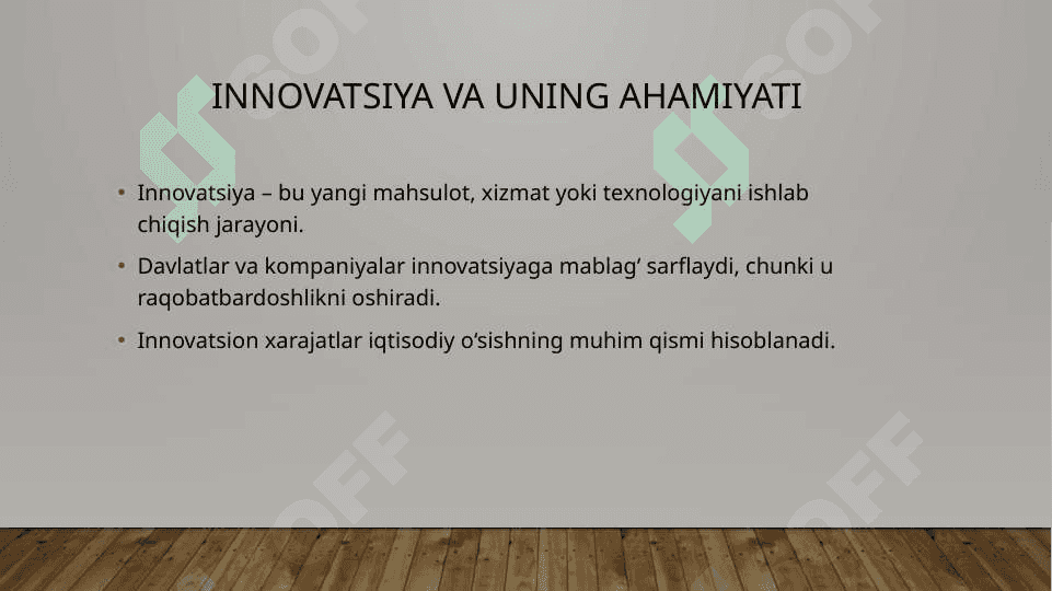 Innovatsion xarajatlarning tarkibi va tuzilmasi 2